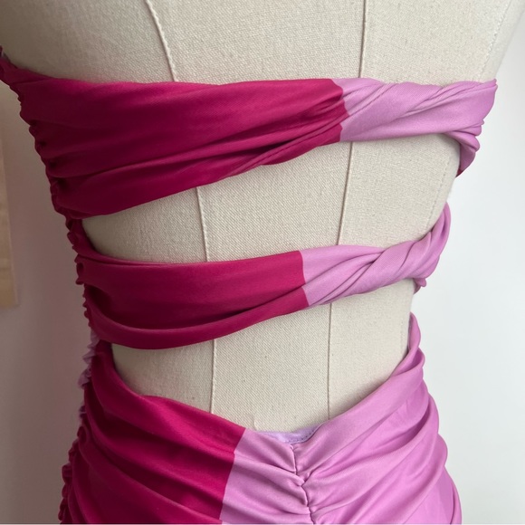 Tiger Mist Pink Fever Samira Strapless Mini Dress in Macro Print Medium - Picture 5 of 11